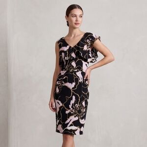 RW&Co. Floral Black Yellow Dress - size Small Like New